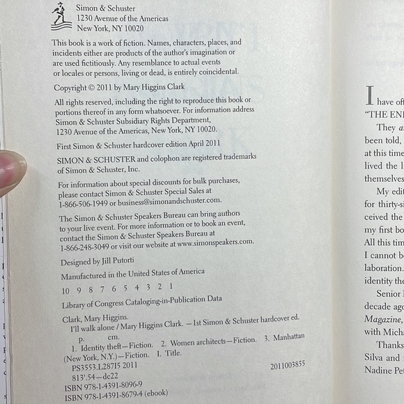 I'll Walk Alone by Mary Higgins Clark (2011, Hardcover) 1st edition - Picture 6 of 6